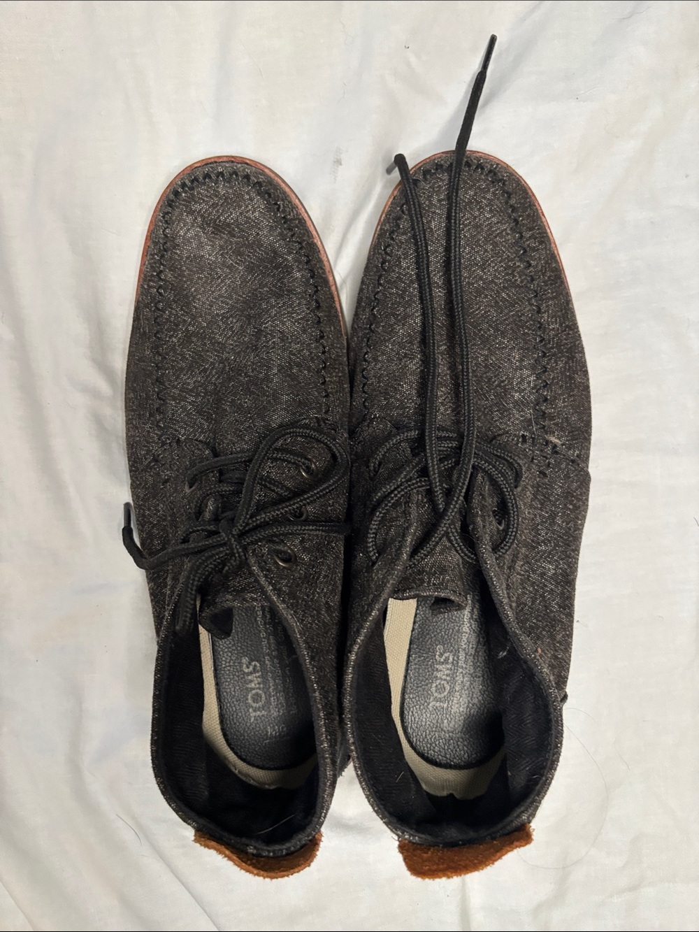 TOMS Men’s M9 Charcoal Woven Moc Toe Chukka Lace Up Shoes